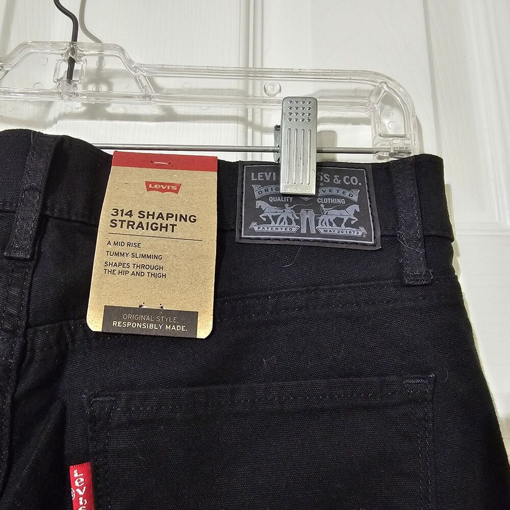 Levi's 314 Shaping Straight Black Stretch Denim Jeans Women's 27x32 - NWT - Picture 6 of 13
